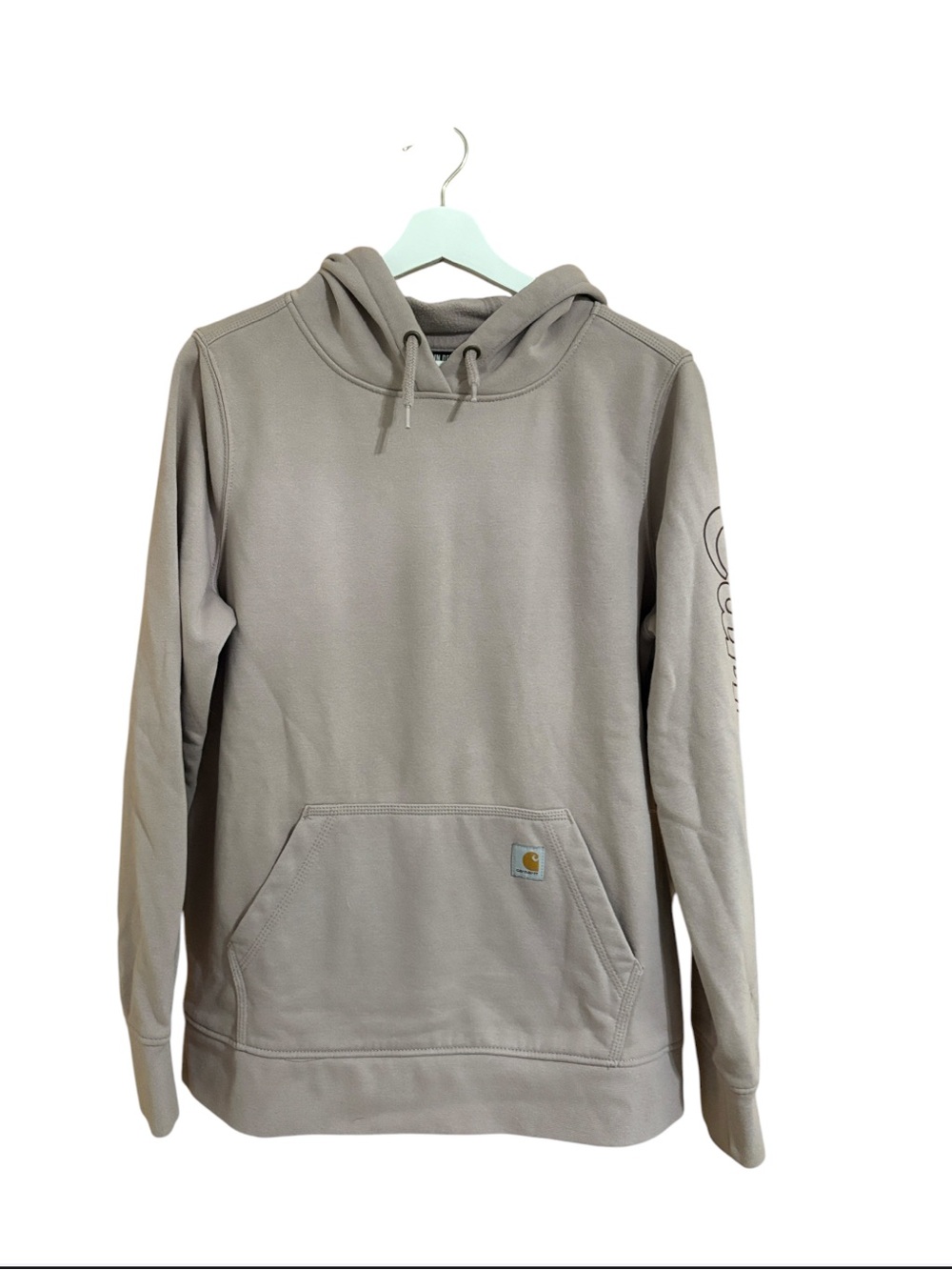 Carhartt Size Large Relaxed Fit Light Icy Pink Rain Defender Hooded Sweatshirt